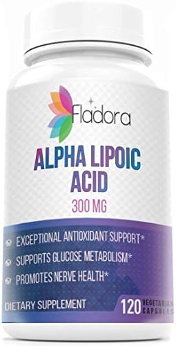 Fladora Alpha Lipoic Acid 300mg – Supports Healthy Blood Sugar and Nerve Health, Antioxidant - 120 Vegetarian Capsules, Pure ALA, Non-GMO, Gluten Free