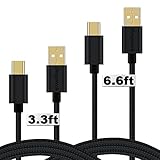 Type C Cable,[2Pack 3FT&6FT]Fast Charging Nylon Braided USB A to USB C Charger Cord, Extra Long Car Charger for LG G6/G5/V30/V20, Samsung Galaxy S8 Plus, Galaxy Note 8, Google Pixel Xl-Black