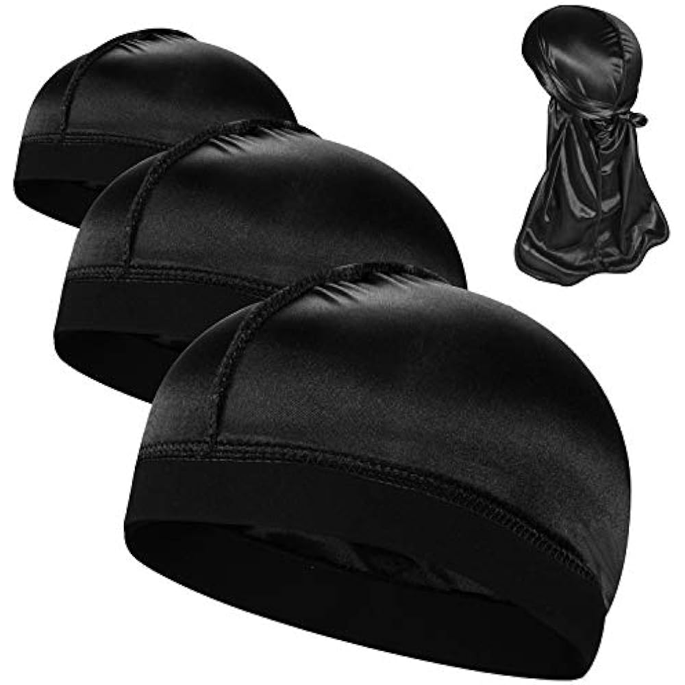 3PCS Silky Stocking Wave Caps, Compression For Men Doo Rag, Award 1