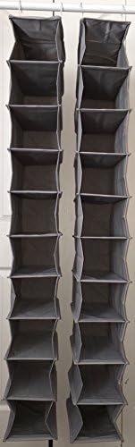 2 Pack of 10 Shelf Closet Hanging Multi-Purpose Oganizer/Toy Organizer/Laundry Rack Hanging Organizer + 5 Portable Travel Shoe Bags With Drawstring