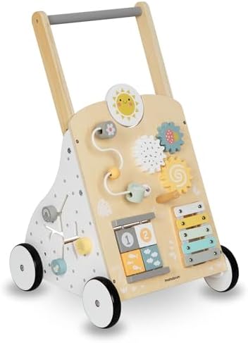 Lauflernwagen aus Holz mit Multifunktionalem 8in1 Spielcenter – Motorikspielzeug für Kleinkinder, Stabile Konstruktion, Xylophon und Zahnräder