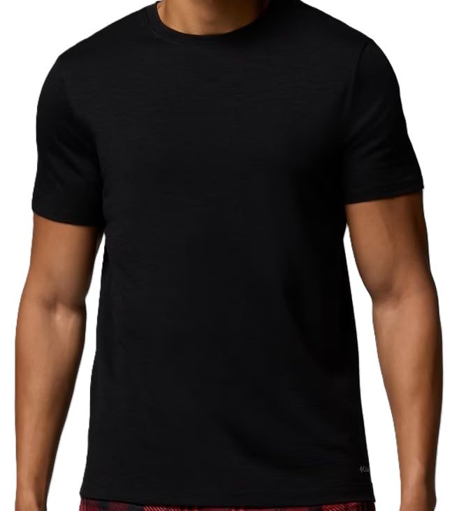 Columbia Men's Merino Wool Short Sleeve Crew Neck Tee, Black, XX-Large