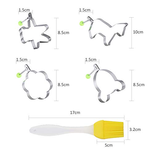 Egg Ring Pancake Mold 10 PCS Set ZOCONE DIY Creative Stainless Steel Cooking Mold Omelette Mold Set Non-Stick Hot Kitchen Cooking Omelette Model Egg Pancakes,with 2 Piece High Temperature Baking Barbe