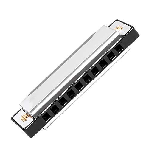 image for Upins 4pcs Key Of C Blues 10 Hole 20 Tones Titanium Color Harmonica Wi
