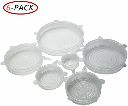 6-Pack Silicone Lids, Emoh Stretchable Reusable Durable Heat Resistant for Bowls, Cups, Containers and Mugs of all Shapes