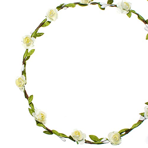 Joy Join Adjustable Flower Crown Festivals Headbands Garland Girls Hair Wreath photo props (White Flower)