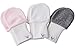Baby Girl Mittens - OVERSIZED - Pink, Grey, White, No Scratch Mittens, 3 to 6 Months, 3 pair