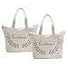 ELEGANTPARK Bridesmaid Tote Bag Bridesmaid Gifts for Wedding Bridal Shower Bachelorette Party Gifts Shoulder Bag Zip Canvas Cotton Totes 2 Pcs