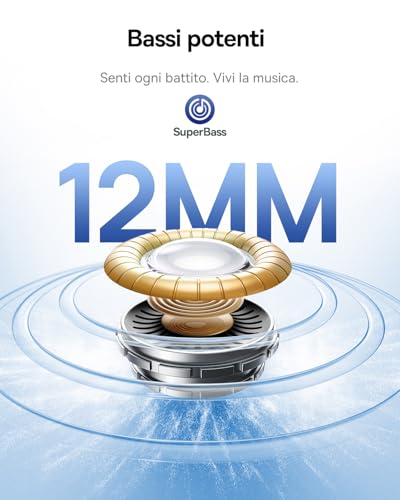 EP10 NC Cuffie Bluetooth, Auricolari Bluetooth 6.0, Cuffie Wireless In Ear con ANC -43dB, Driver 12mm, 24 Modi EQ, SuperBass, 4-Mic AI, IP55, 41 Ore di Riproduzione