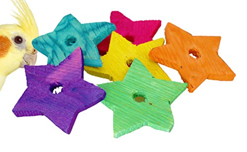 Bonka Bird Toys 1151 PK6 Medium Wood Stars Parrot Foot Craft Talon Cage Part Toy