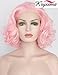 K'ryssma Baby Pink Lace Front Wigs Short Bob Wig For Women Glueless Curly Wavy Synthetic Wigs For Cosplay Party Heat Resistant 12 inches