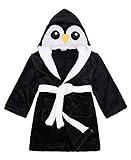 Children Robe Animal Adventure Plush Hooded Terry Bathrobe,Penguin,M(4-6 Year)