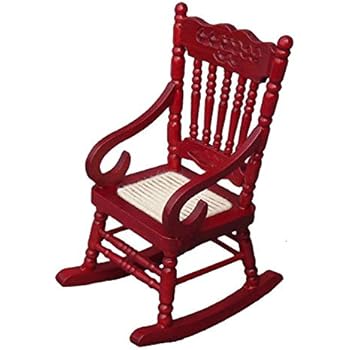 CuteExpress Miniature Rocking Chair 1:12 Scale Dollhouse Accessories Tiny Furniture Model for Doll House Toy Home Decoration Scene Shooting (Red)