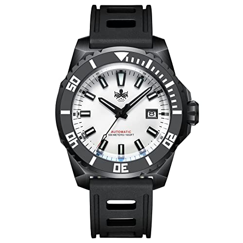 PHOIBOS Leviathan Men's Automatic Watch 45mm 500M Dive Watch with Black Rubber Strap PY032