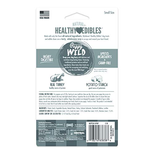 Nylabone Healthy Edibles Puppy Chew Treats, Turkey, Small, 4 Count - //medicalbooks.filipinodoctors.org