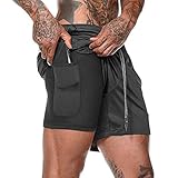 FTIMILD Men Quick-Drying Breathable Running Training Double-Layer Fitness Short Pants