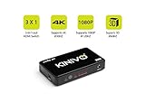 Kinivo K301 Premium 3-Port High Speed 4K HDMI Switch with IR Wireless Remote and AC Power Adapter - Supports Resolutions Up To 4K UltraHD & 3D