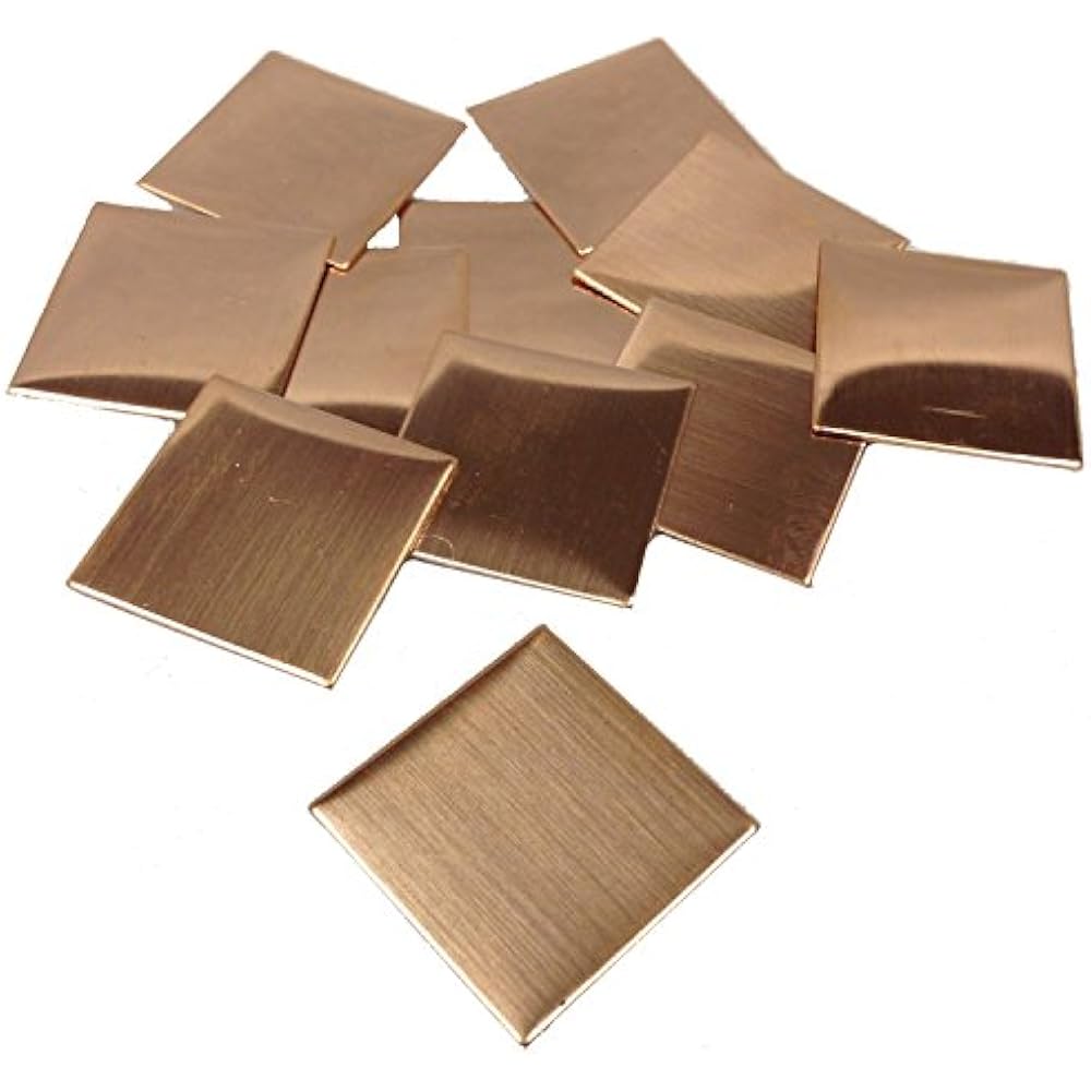 Stamping Blanks, 11/2 Inch Square, 16 Oz. Copper 0.021 (24 Ga.) 10