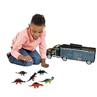 ReallyGO-US Direct Transport Car Carrier Dinosaurs Tractor Trailer Truck Dinosaur Transporter Toy with 6 Mini Plastic Dinosaurs Vehicles Gift for Boys Girls Kids Toddlers