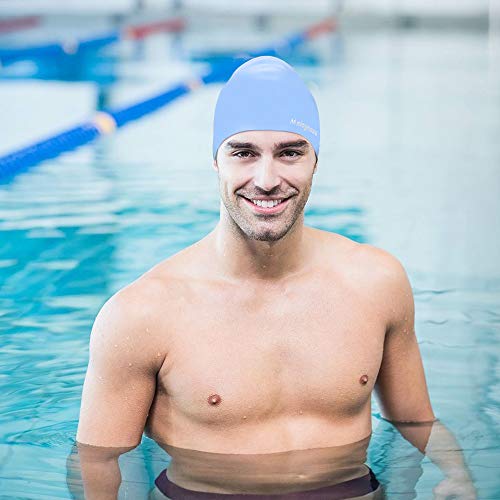 image for Msicyness Swim Cap for Men Women Silicone Swimming Hat for Adult Swimm