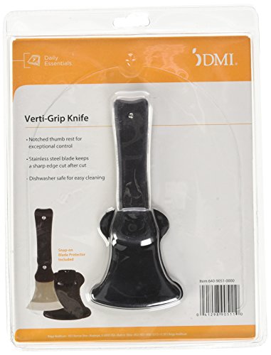 DMI Verti-Grip Curved Cutting Kitchen and Dinner Knife for Individuals with Limited Hand Strength, Stainless Steel Blade