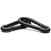 Branded Boards Black & Silver Zinc-Galvanized Heavy Duty Bushcraft Carabiner Spring Snap Clip Link Hooks 200-500lb Load 2, 6 & 12 Packs