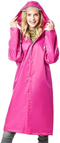 JDRAIN Womens Mens Hooded PVC Long Raincoat Poncho Reflective Strip Waterproof Rain Jackets Coats