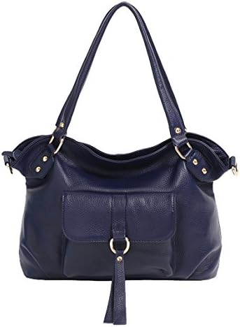 SAIERLONG Women's Tote Single Shoulder Bag Sapphire Blue Genuine Leather