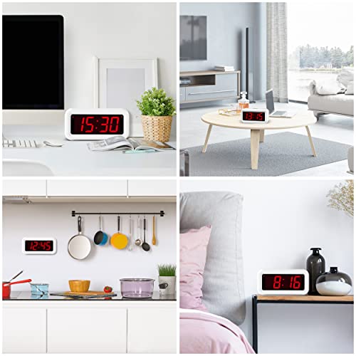 KWANWA Alarm Clock, Digital Clock, Auto NightMode, 3Level Led Brightness, Battery Powered, 12