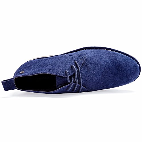 Men's Chukka Boots Genuine Suede Lace up Dersert Shoes Blue 10 - Thumbnail 6