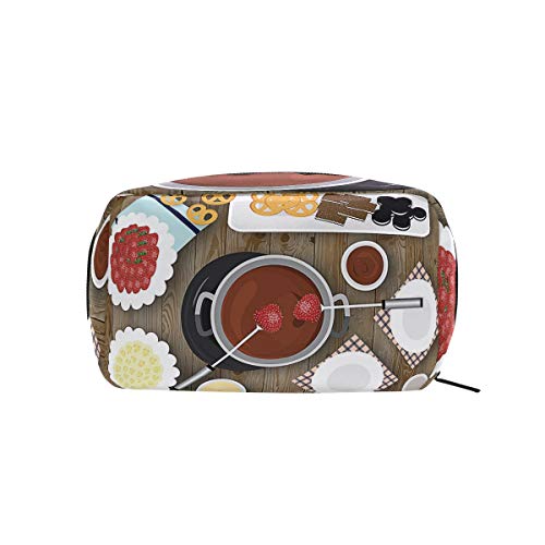 Fondue Design Makeup Bag Organizer Portable Cosmetic Pouch Handbag With Zipper For Women Purse