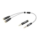 CableCreation 3.5mm Male to Dual 3.5mm Female Headphone and Microphone Stereo Audio Y Splitter Cable with 3.5mm Jack CTIA to OMTP Adapter, 0.2 M