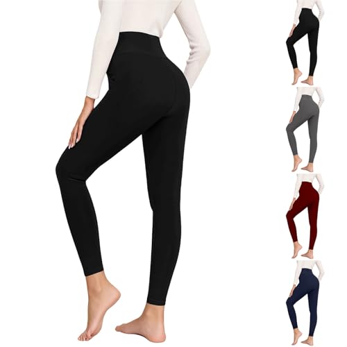 Angxiwan Black high Waisted Leggings Fleece Lined Leggings for Women UK High Waisted Gym Workout Gym Yoga Pants Thermal Thick Tights Tummy Fleece Lined Tights