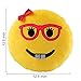 VicLabs New Fashionable Cute Smiley Emoticon Emoji Pillow for Kids and Young Ladies (Dia 12.5 Inch, Lady Nerd Round Yellow Cushion)