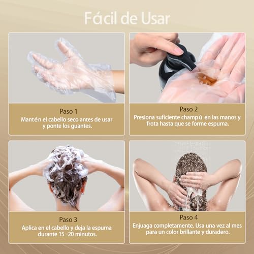 Chestnut Brown Hair Dye Shampoo 3 en 1, Champú Tinte para Cabello Marrón con Ingredientes Herbales, Cobertura de Canas, 500 ml