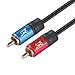 SHD 2 RCA Cable Stereo Audio 2RCA Male to 2RCA Male Premium Sound Quality OFC Conductor Dual Shielding Gold Plated High End Metal Shell High Flexible PVC Jacket-Black 3Feet