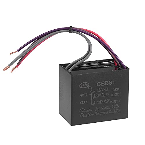 uxcell Ceiling Fan Capacitor CBB61 5/6.5/6.5uF 350V AC 5 Wires Metallized Polypropylene Film Capacitor 58x49x35mm for Electric Fan Pump Motor Generator: Industrial & Scientific
