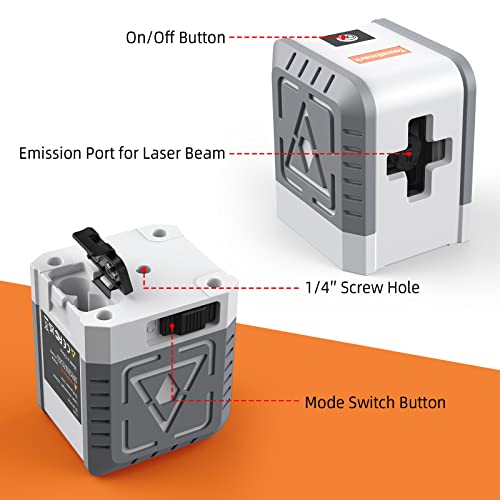 Laser Level, Towallmark Self-Leveling Green Cross Line Laser, ±2.5mm/5m Accuracy, 2 Modules & 3 Brightness Adjustable, 360° Magnetic Base and 4 Batteries Included