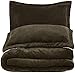 Amazon Basics Ultra-Soft Micromink Sherpa 3-Piece Comforter Bed Set, King, Chocolate, Solid