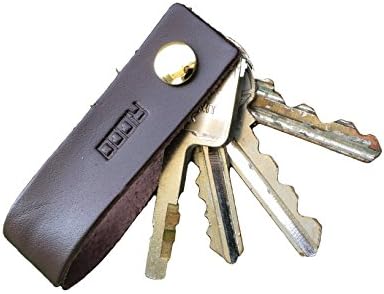 Key Holder by Riqqo - Pocket Key Organizer made of genuine leather with brass, 3-5 keys (Brown)