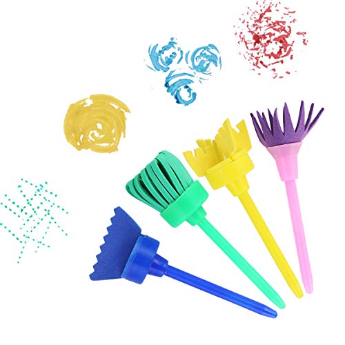 Early Learning Kids Paint Set,42pcs Sponge Painting Brushes Kit Sponge Drawing Paint Tools for Toddler with Painting Smock Apron