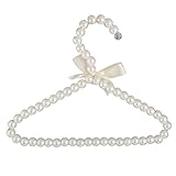 White Faux Pearl Bow Clothes Hangers Hook for Children Kids Bowknot White