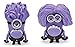 Despicable ME 2 One Plus Two Eye Evil Purple Minion 3D Toy Figure 2pc SET