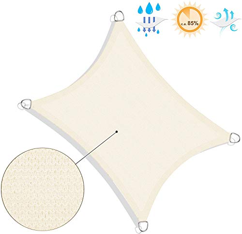 SONGMICS Sonnensegel 2 x 3 m, Sonnenschutz aus HDPE-Gewebe, luftdurchlässig, wasserdurchlässig, für Terrasse, Garten… – Bild 5