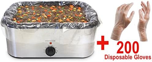 Pansaver Electric Roaster Oven Liners 50 Ct. Bulk Pack. Fits 16,18, 22 Quart Roasters. Includes 200 Extra Large Food Service Grade Disposable Vinyl Gloves Bundle