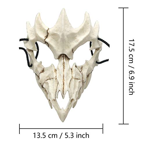 Nincee Japanische Halloween-Maske, Tiger Cosplay-Maske - Harz Halbgesicht Weißer Schädel Gruselige Maske, Dekorative… – Bild 5