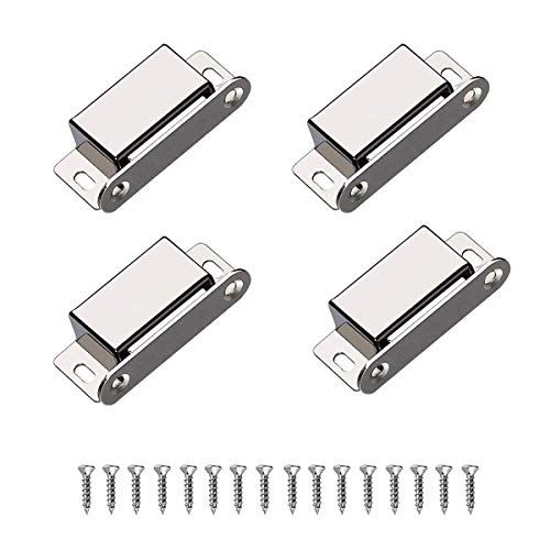 Magnetic Door Catch, 20lb High Magnetic Stainless Steel Heavy Duty Catch for Kitchen Cupboard Closet Cabinet Door Drawer Latch (20 lbs/4 Pack, Silver)