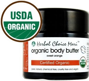Image of Herbal Choice Mari Organic Body Butter Sweet Orange 100ml/ 3.4oz Glass Jar