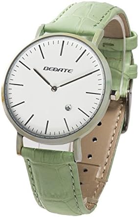 2018 New Unisex Quartz Watch Slim Models luxury Ceramic models couple watches fashion waterproof Leather Strap(1060AG) (light green)