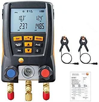 Digital Manifold Gauge, 2 Valves,System for HVAC With 2PCS Temperature Sensor Clamp Probe (NTC), Soft Case KCH20